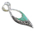 Turquoise Inlay Authentic Sterling Silver Reversible Water Waves Pendant VX55365